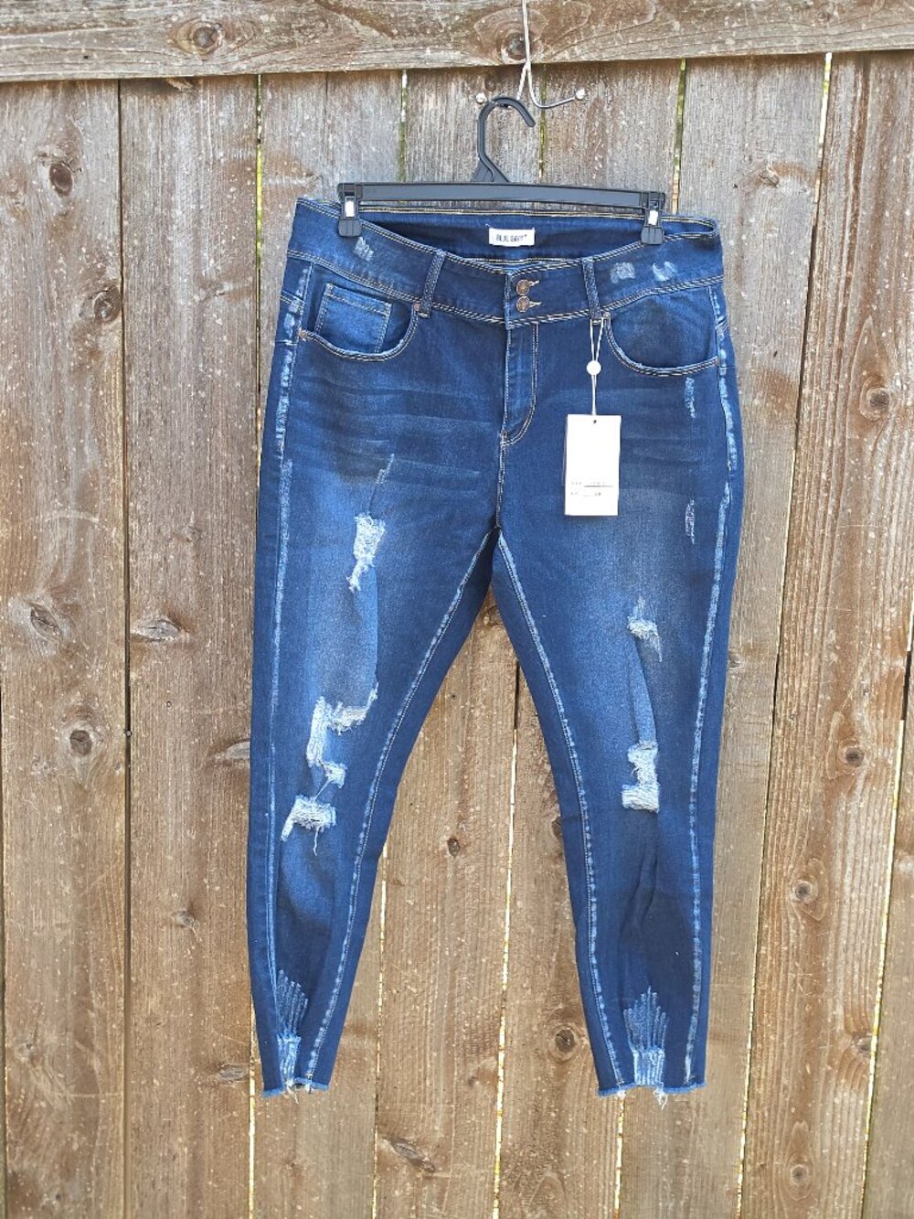 Blue Savvy Distressed Skinny Jeans Women's Plus Size 20W Dark Wash Stretch NWT